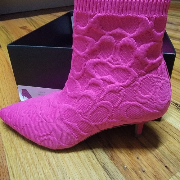 Hot Pink Coach Jade Booties - Picture 5 of 6